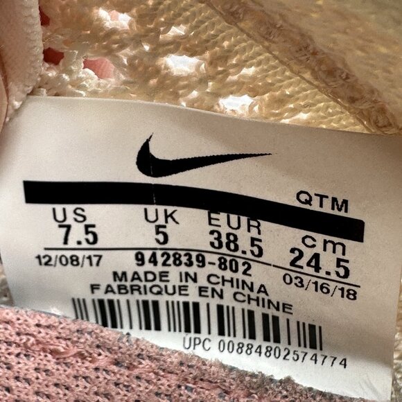 Nike Free RN Flyknit 2018 Womens Size 8 Shoes Guava Ice / Beige Running Sneakers - Picture 8 of 8